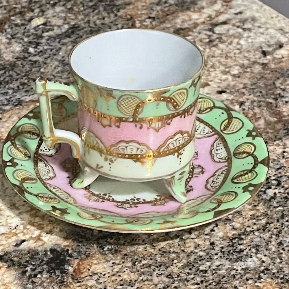 Vintage Footed Demitasse Cup & Saucer Set